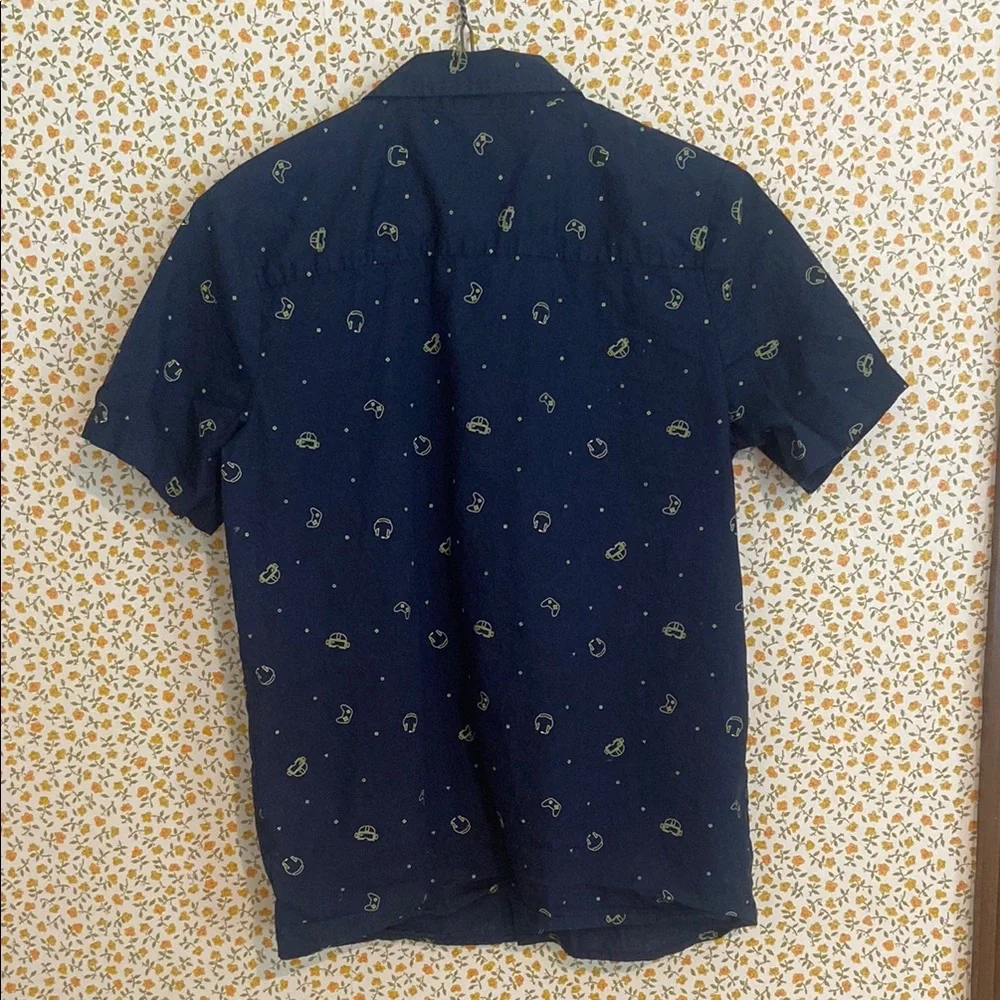 Boy’s Navy Blue Game Patterned Shirt